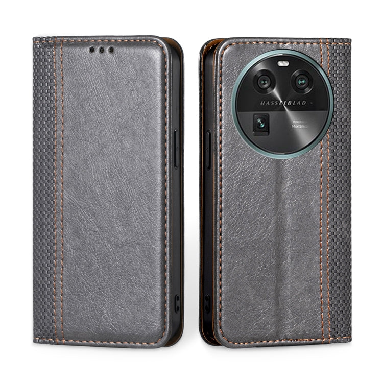 For OPPO Find X6 5G Grid Texture Magnetic Flip Leather Phone Case