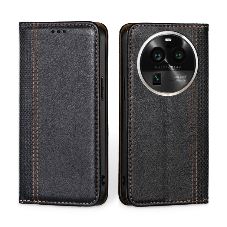 For OPPO Find X6 Pro 5G Grid Texture Magnetic Flip Leather Phone Case