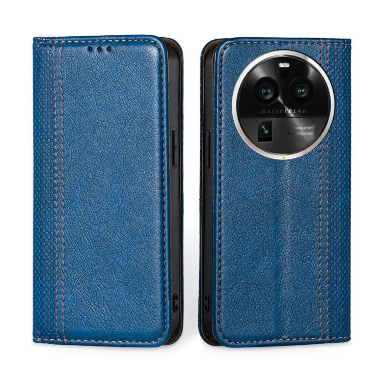 For OPPO Find X6 Pro 5G Grid Texture Magnetic Flip Leather Phone Case