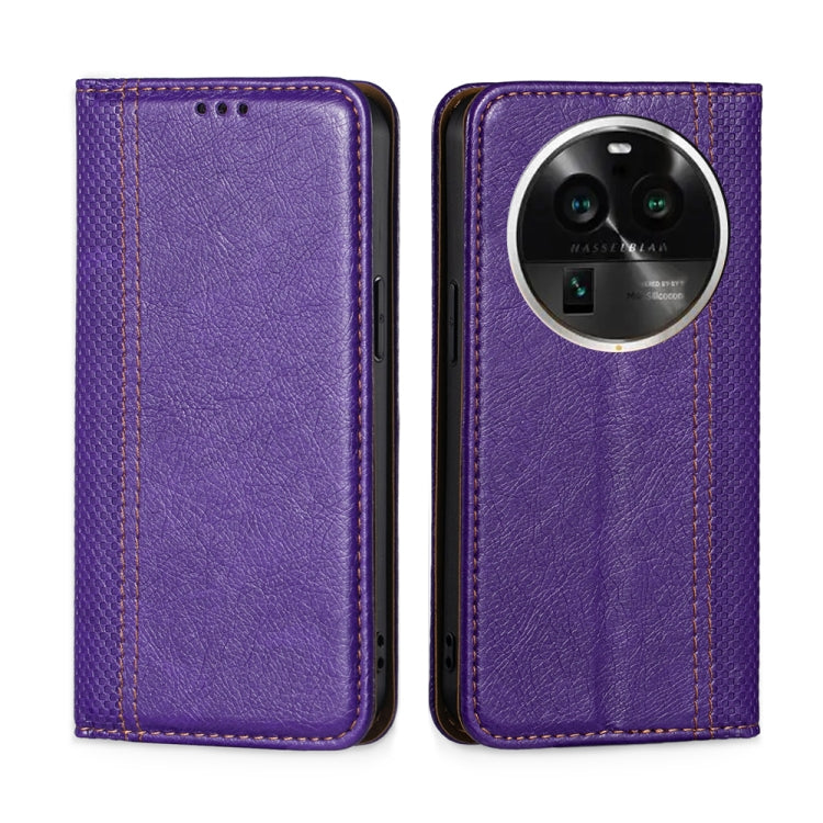 For OPPO Find X6 Pro 5G Grid Texture Magnetic Flip Leather Phone Case