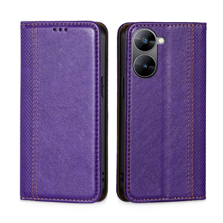 For Realme V30 5G / V30t Grid Texture Magnetic Flip Leather Phone Case