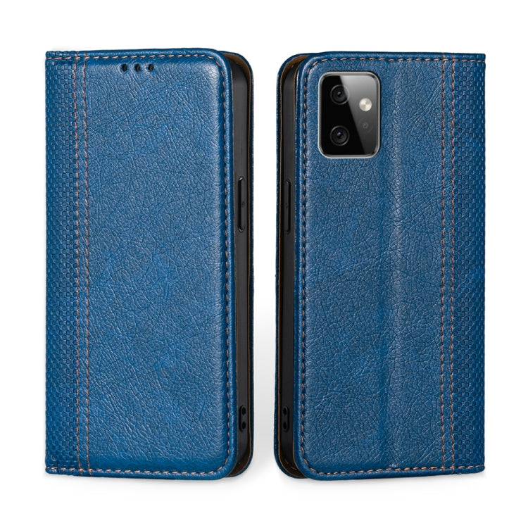 For Motorola Moto G Power 2023 Grid Texture Magnetic Flip Leather Phone Case