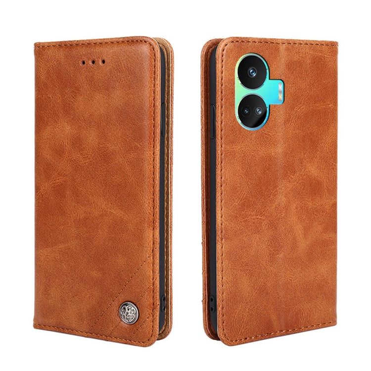For Realme GT Neo5 SE Non-Magnetic Retro Texture Horizontal Flip Leather Phone Case
