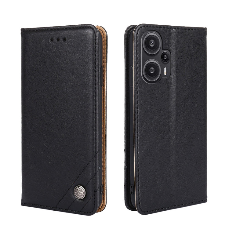 For Xiaomi Redmi Note 12 Turbo Non-Magnetic Retro Texture Horizontal Flip Leather Phone Case