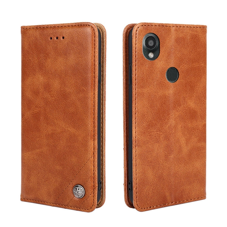 For Kyocera Digno SX3-KYG02 Non-Magnetic Retro Texture Horizontal Flip Leather Phone Case