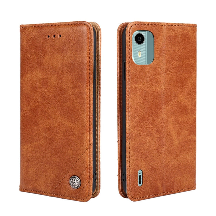 For Nokia C12 Non-Magnetic Retro Texture Horizontal Flip Leather Phone Case