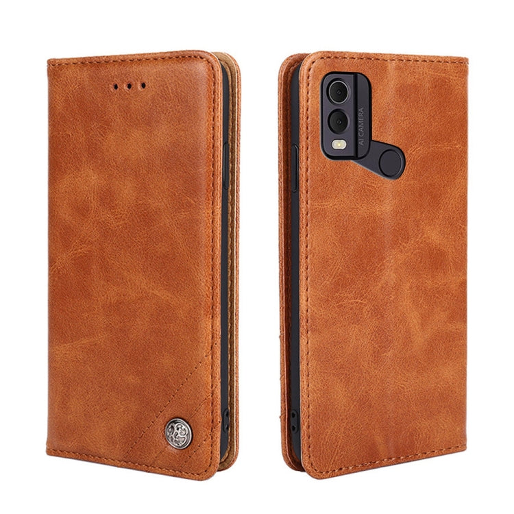 For Nokia C22 Non-Magnetic Retro Texture Horizontal Flip Leather Phone Case