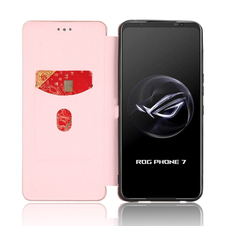 For ASUS ROG Phone 7 Carbon Fiber Texture Flip Leather Phone Case