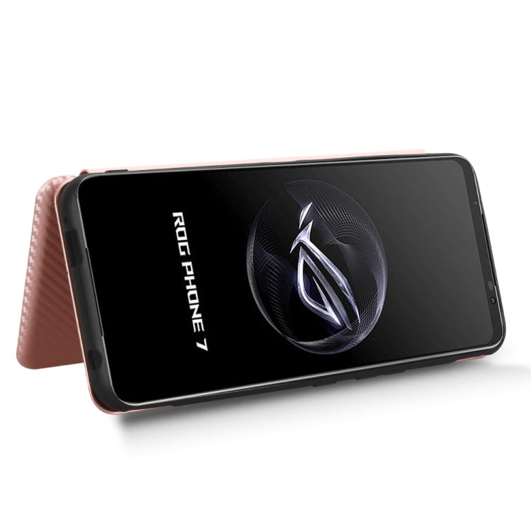For ASUS ROG Phone 7 Carbon Fiber Texture Flip Leather Phone Case