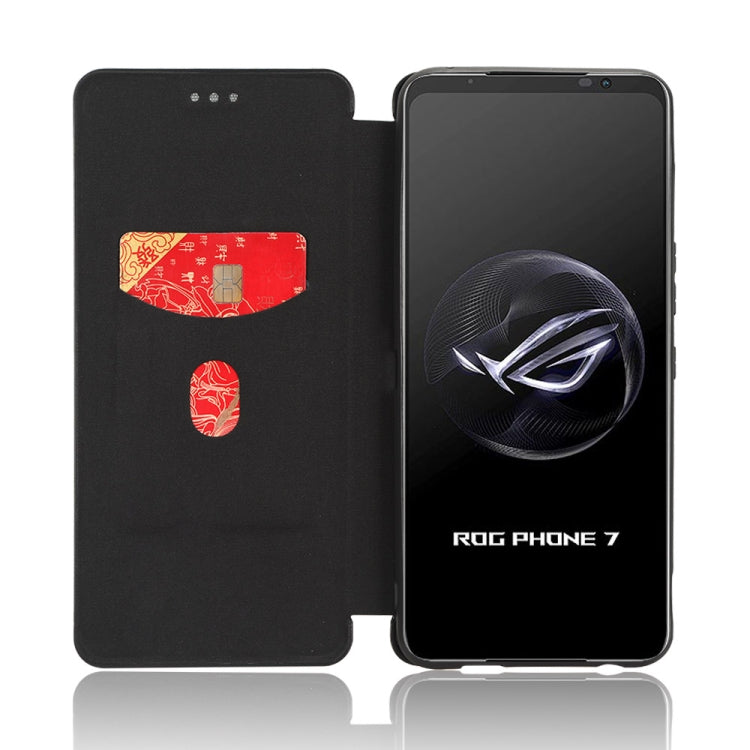 For ASUS ROG Phone 7 Carbon Fiber Texture Flip Leather Phone Case