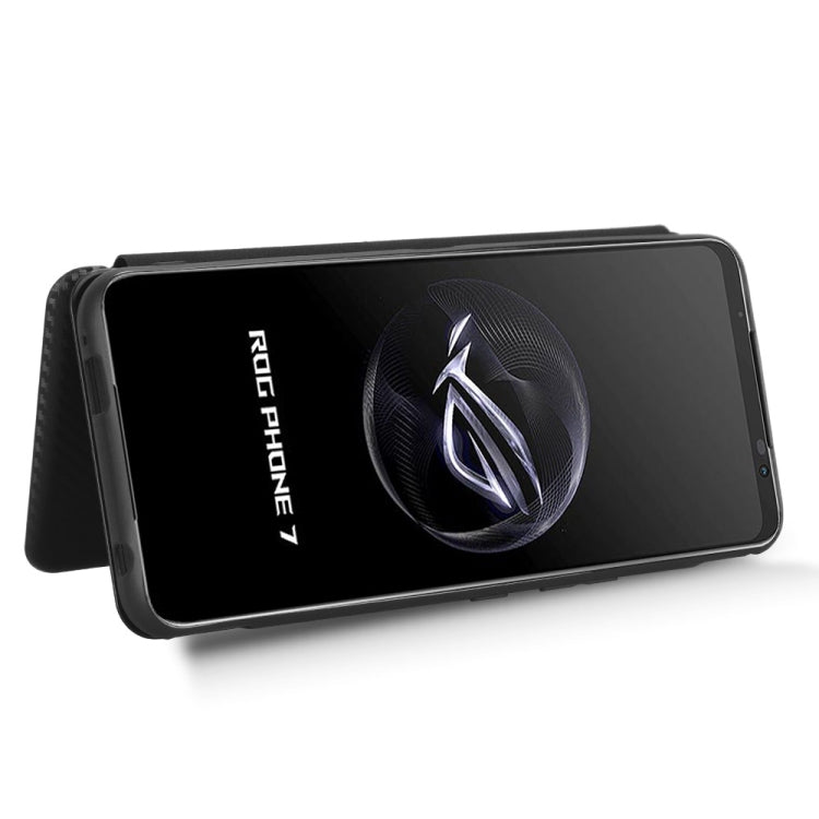 For ASUS ROG Phone 7 Carbon Fiber Texture Flip Leather Phone Case