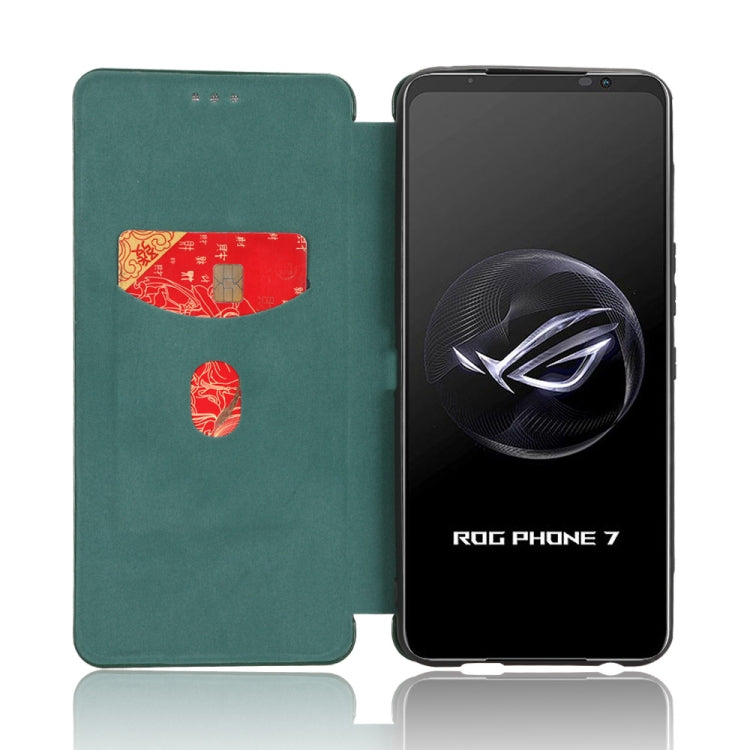 For ASUS ROG Phone 7 Carbon Fiber Texture Flip Leather Phone Case