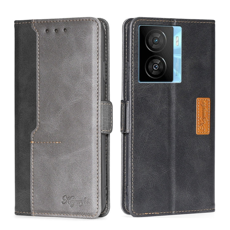 For vivo iQOO Z7x Contrast Color Side Buckle Leather Phone Case