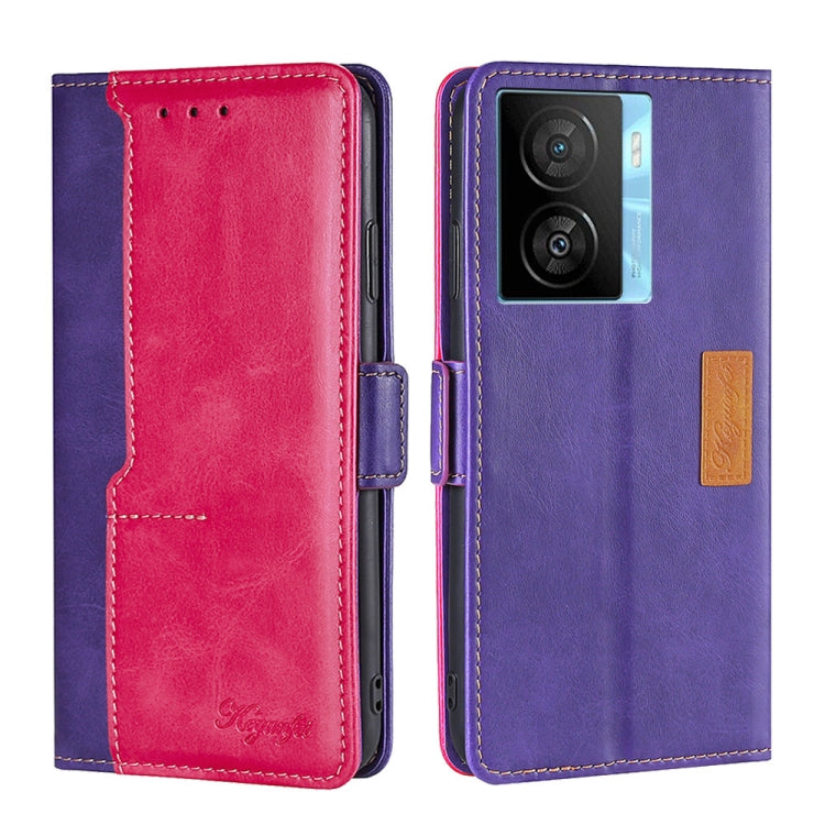 For vivo iQOO Z7x Contrast Color Side Buckle Leather Phone Case