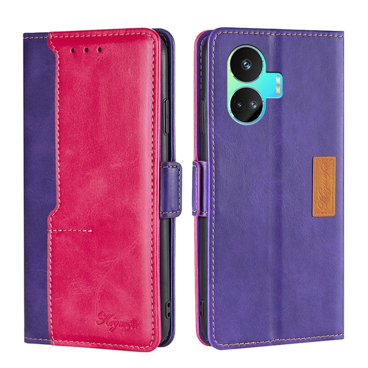 For Realme GT Neo5 SE Contrast Color Side Buckle Leather Phone Case