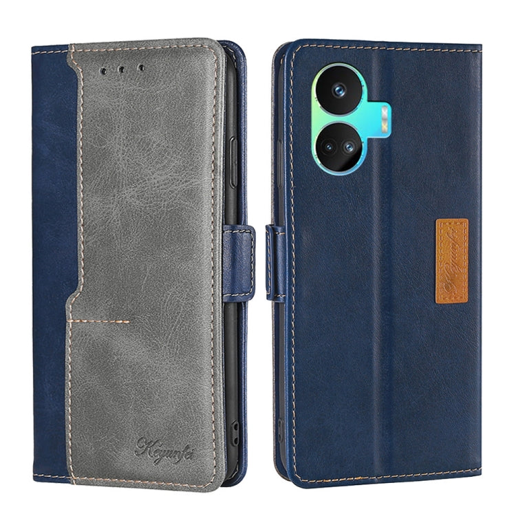 For Realme GT Neo5 SE Contrast Color Side Buckle Leather Phone Case