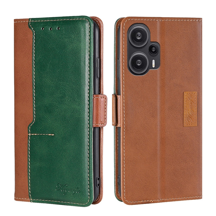 For Xiaomi Redmi Note 12 Turbo Contrast Color Side Buckle Leather Phone Case