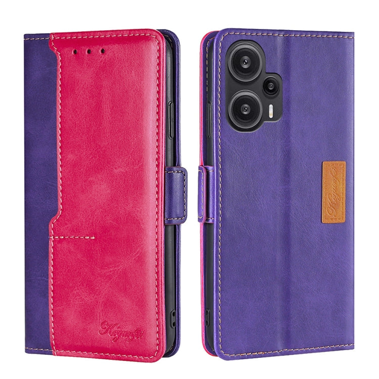For Xiaomi Redmi Note 12 Turbo Contrast Color Side Buckle Leather Phone Case