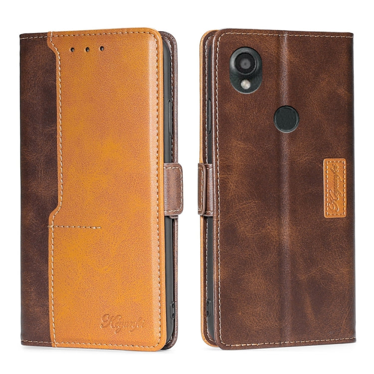 For Kyocera Digno SX3-KYG02 Contrast Color Side Buckle Leather Phone Case