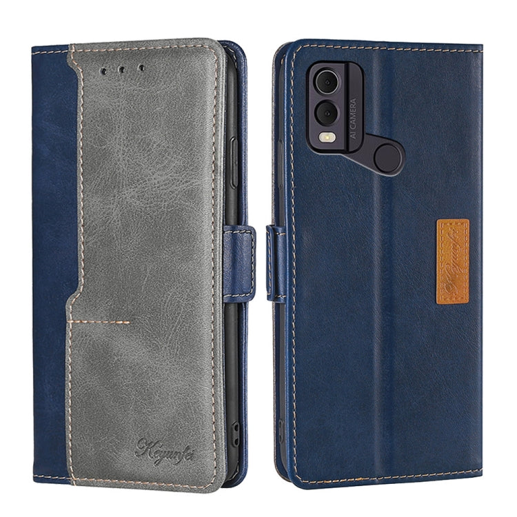 For Nokia C22 Contrast Color Side Buckle Leather Phone Case