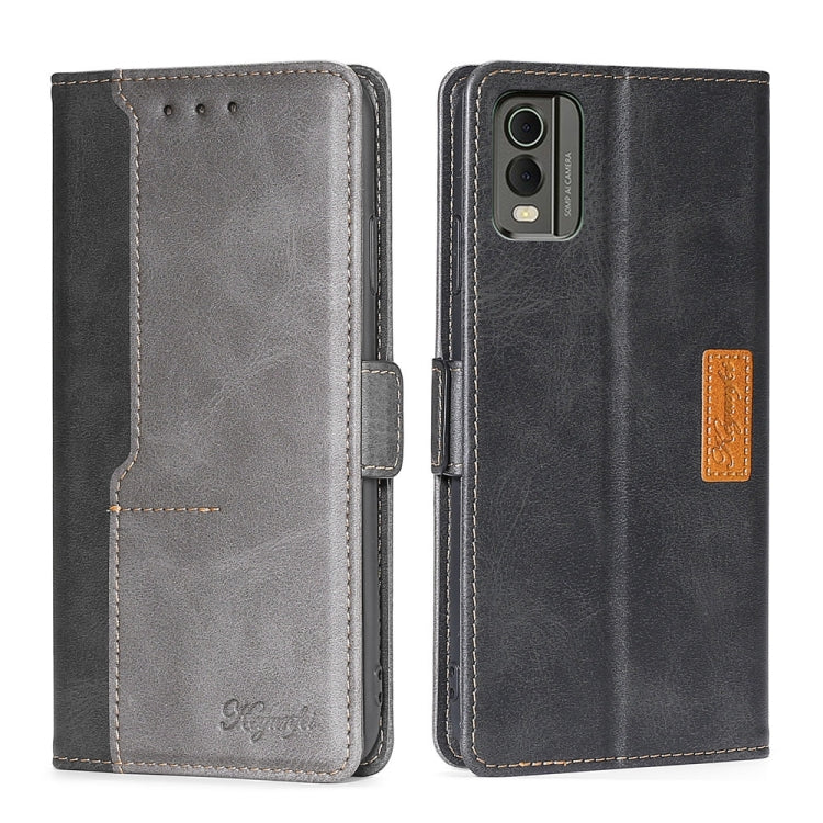 For Nokia C32 Contrast Color Side Buckle Leather Phone Case