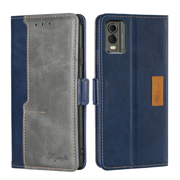 For Nokia C32 Contrast Color Side Buckle Leather Phone Case