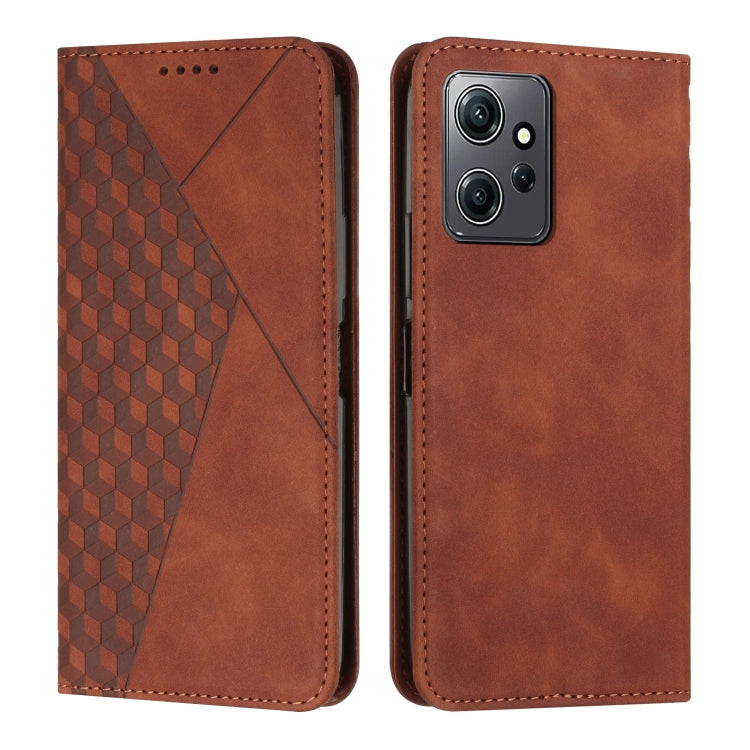 For Xiaomi Redmi Note 12 4G Global Diamond Pattern Skin Feel Magnetic Leather Phone Case