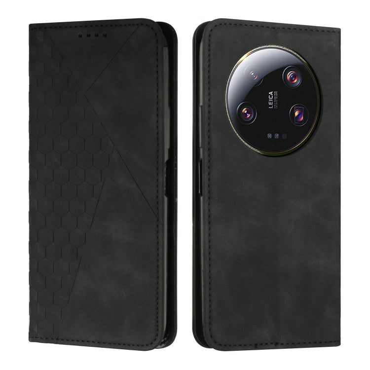 For Xiaomi 13 Ultra Diamond Pattern Skin Feel Magnetic Leather Phone Case