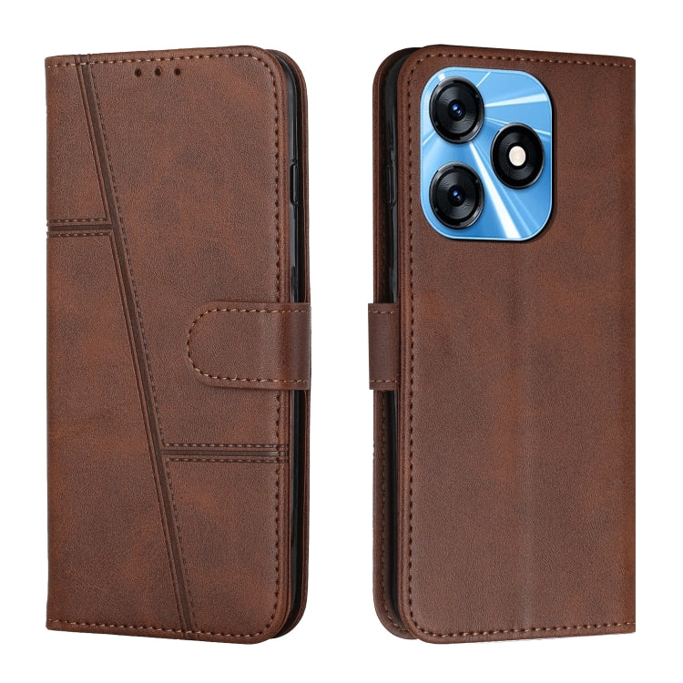 For Tecno Spark 10 Stitching Calf Texture Buckle Leather Phone Case