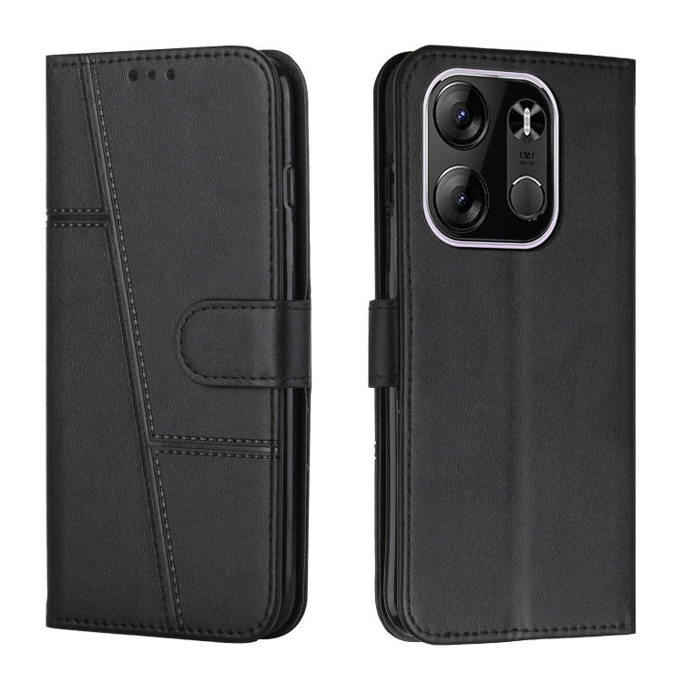 For Tecno Pop 7 Pro Stitching Calf Texture Buckle Leather Phone Case