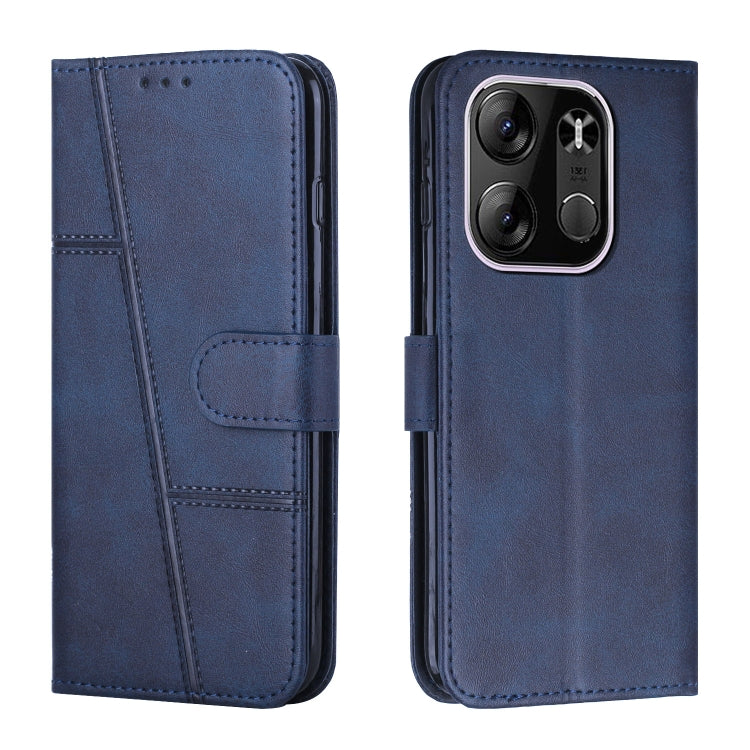 For Tecno Pop 7 Pro Stitching Calf Texture Buckle Leather Phone Case