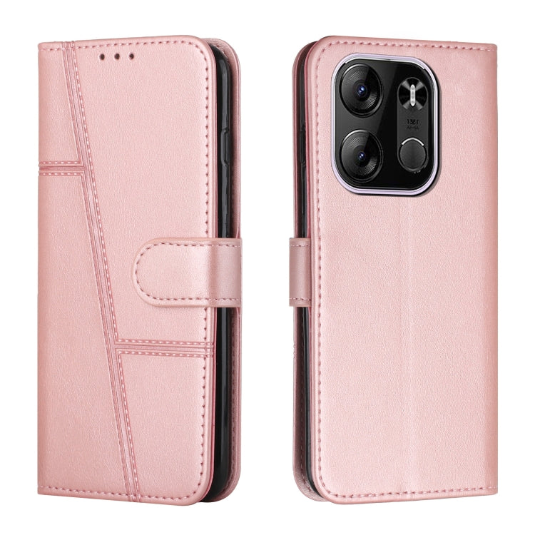For Tecno Pop 7 Pro Stitching Calf Texture Buckle Leather Phone Case