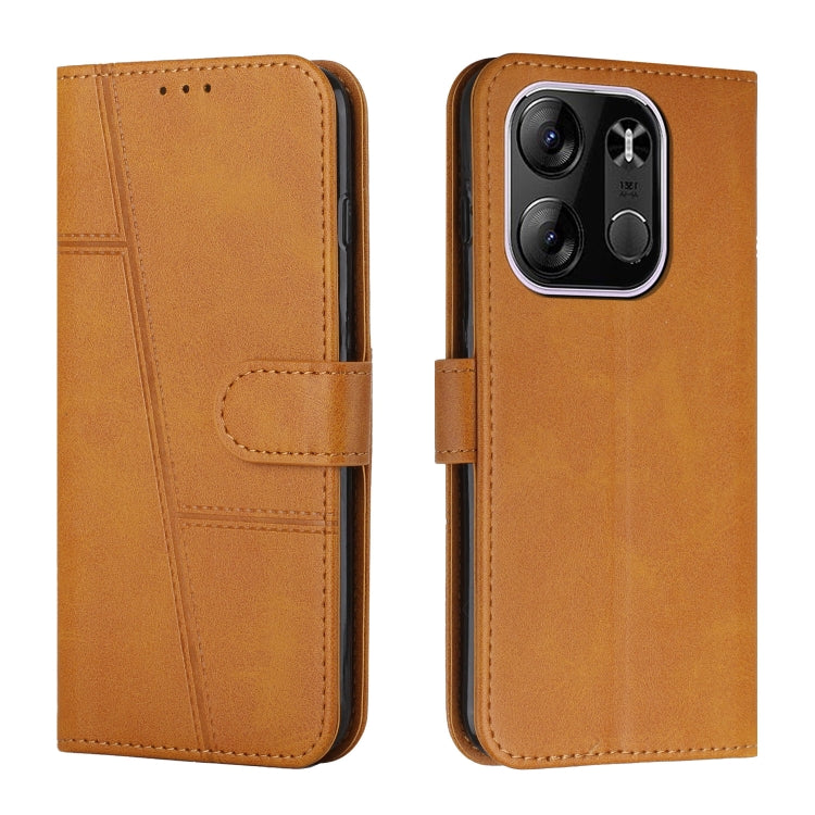 For Tecno Pop 7 Pro Stitching Calf Texture Buckle Leather Phone Case