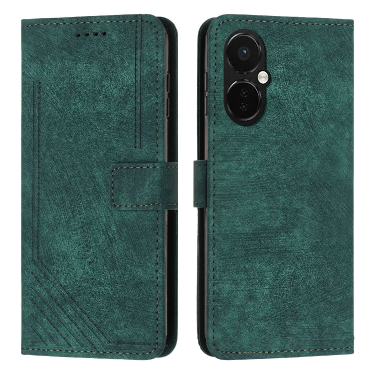 For OnePlus Nord CE 3/Nord CE 3 Lite/Nord N30 Skin Feel Stripe Pattern Leather Phone Case with Lanyard