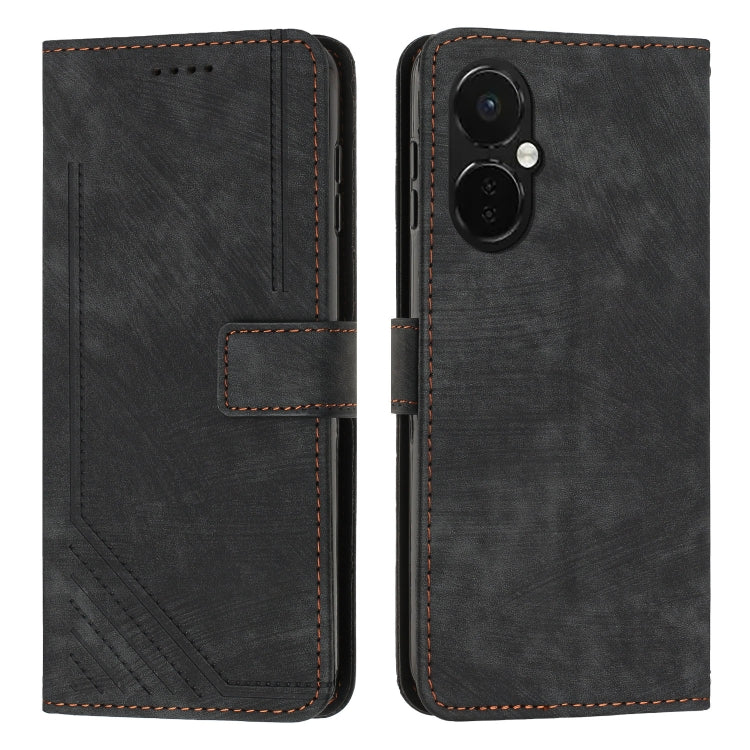 For OnePlus Nord CE 3/Nord CE 3 Lite/Nord N30 Skin Feel Stripe Pattern Leather Phone Case with Lanyard