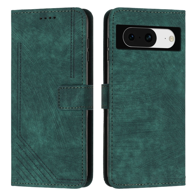 For Google Pixel 8 Skin Feel Stripe Pattern Leather Phone Case with Lanyard