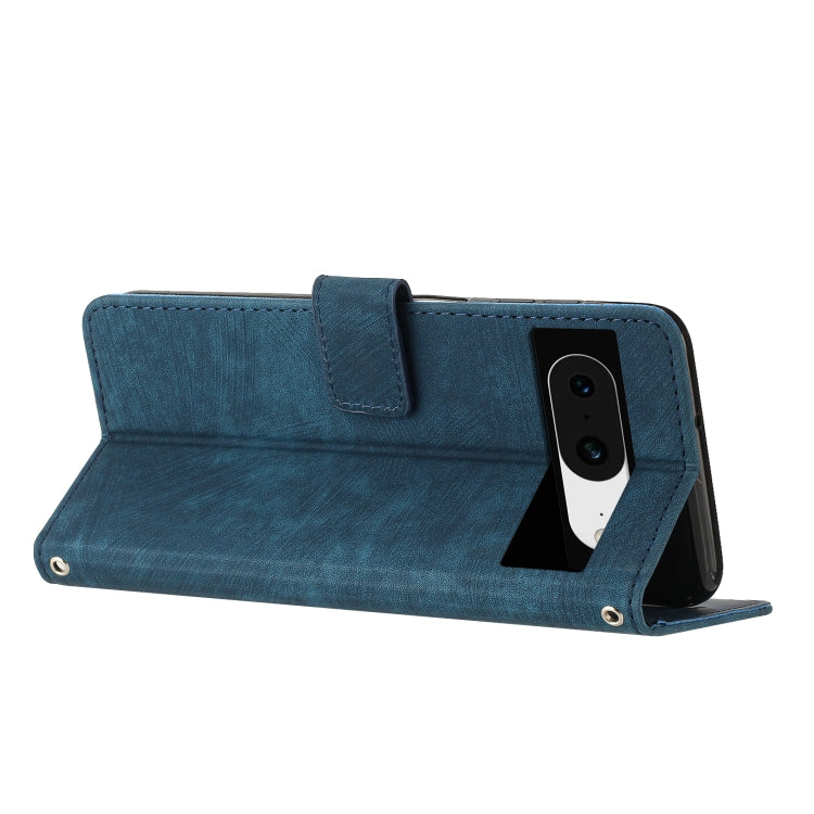 For Google Pixel 8 Skin Feel Stripe Pattern Leather Phone Case with Lanyard