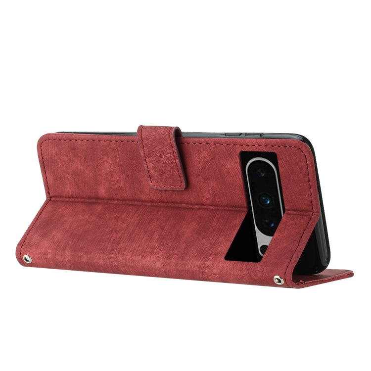 For Google Pixel 8 Pro Skin Feel Stripe Pattern Leather Phone Case with Lanyard