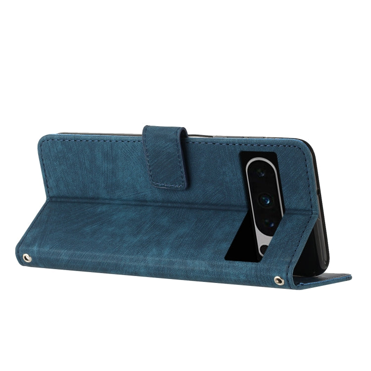 For Google Pixel 8 Pro Skin Feel Stripe Pattern Leather Phone Case with Lanyard