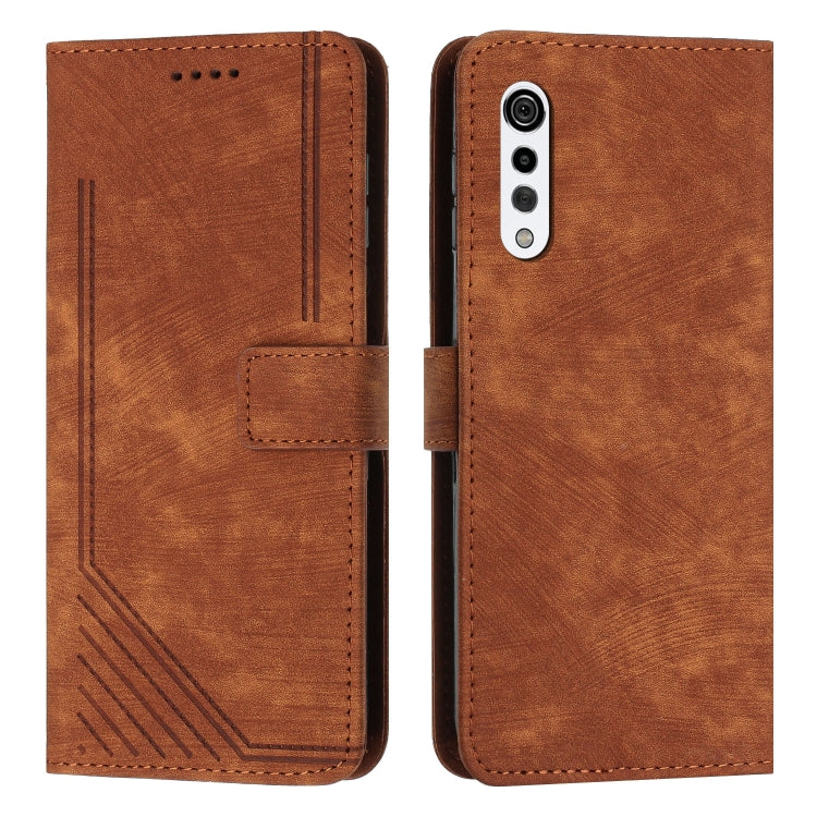 For LG Velvet/Velvet 5G Skin Feel Stripe Pattern Leather Phone Case with Lanyard