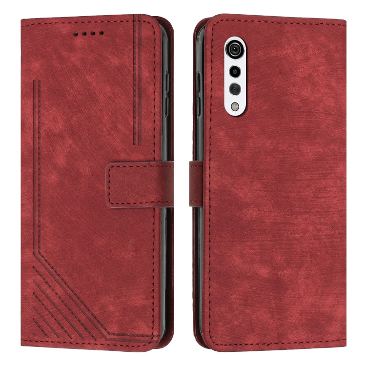 For LG Velvet/Velvet 5G Skin Feel Stripe Pattern Leather Phone Case with Lanyard