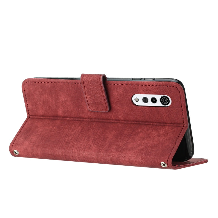 For LG Velvet/Velvet 5G Skin Feel Stripe Pattern Leather Phone Case with Lanyard