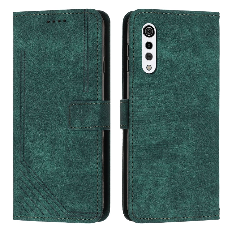 For LG Velvet/Velvet 5G Skin Feel Stripe Pattern Leather Phone Case with Lanyard