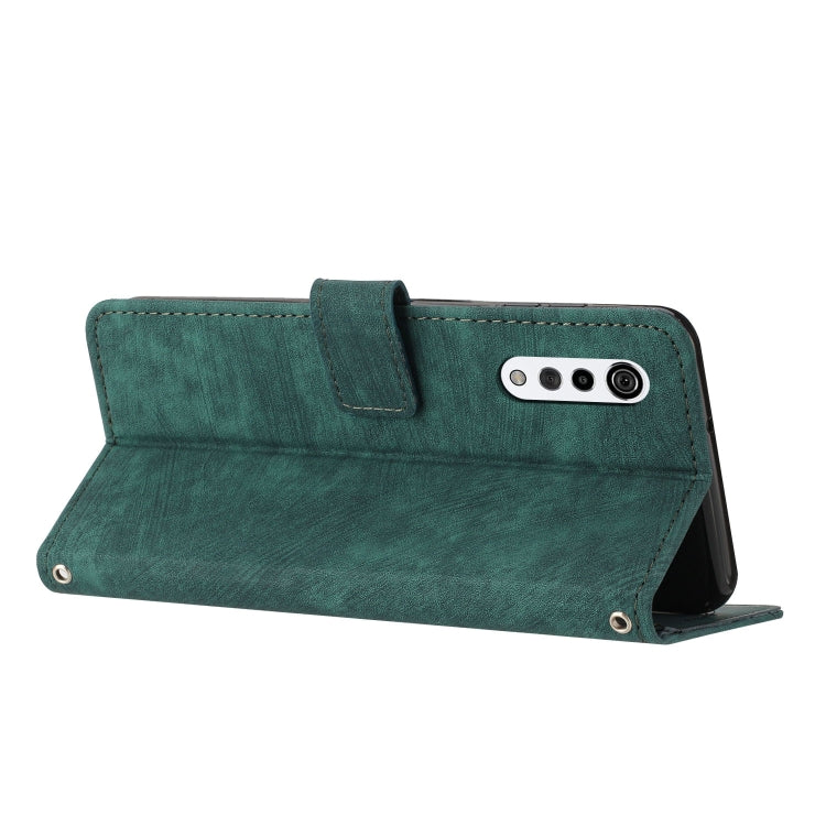 For LG Velvet/Velvet 5G Skin Feel Stripe Pattern Leather Phone Case with Lanyard