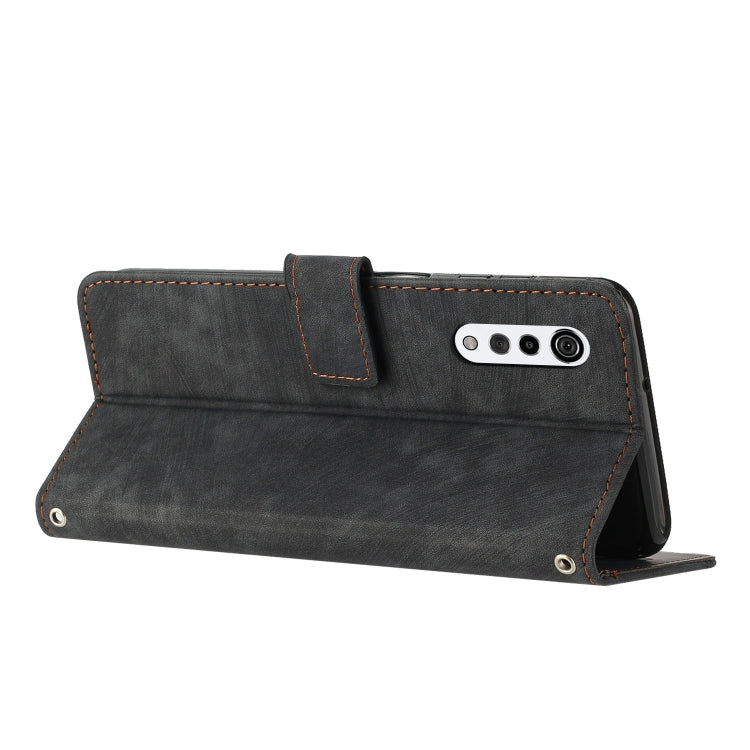 For LG Velvet/Velvet 5G Skin Feel Stripe Pattern Leather Phone Case with Lanyard