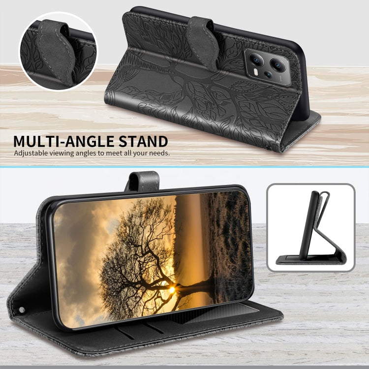 For Xiaomi Redmi Note 12 4G Global Life of Tree Embossing Pattern Horizontal Flip Leather Phone Case