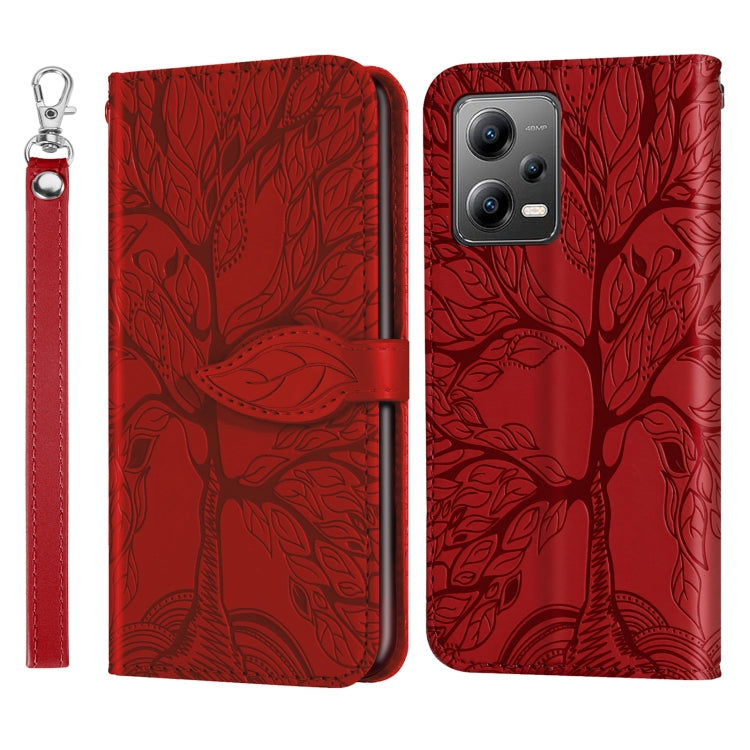 For Xiaomi Redmi Note 12 4G Global Life of Tree Embossing Pattern Horizontal Flip Leather Phone Case