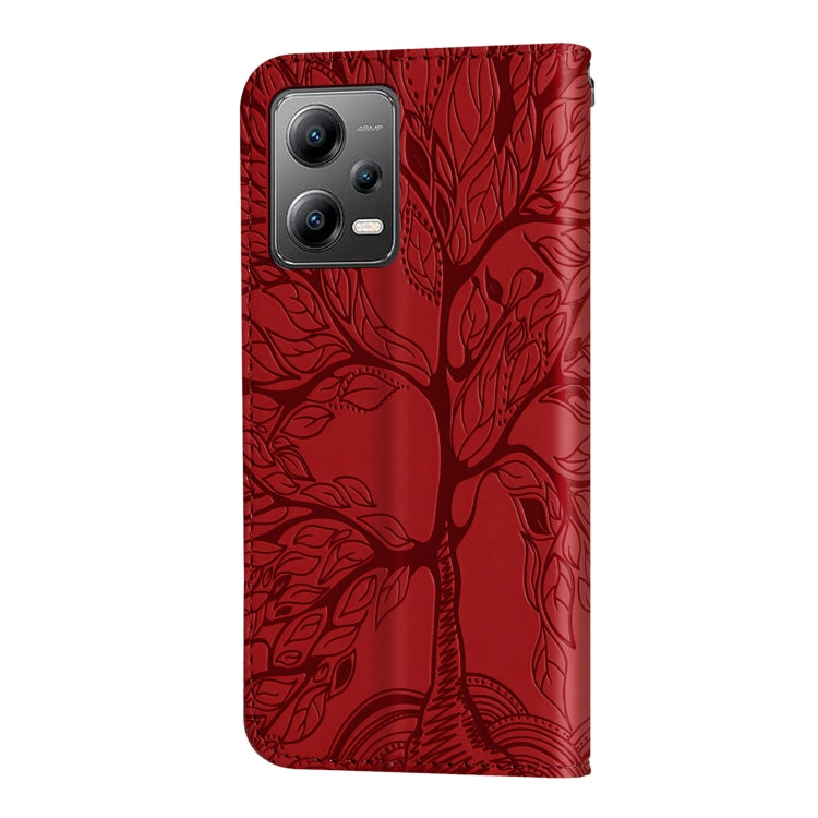 For Xiaomi Redmi Note 12 4G Global Life of Tree Embossing Pattern Horizontal Flip Leather Phone Case