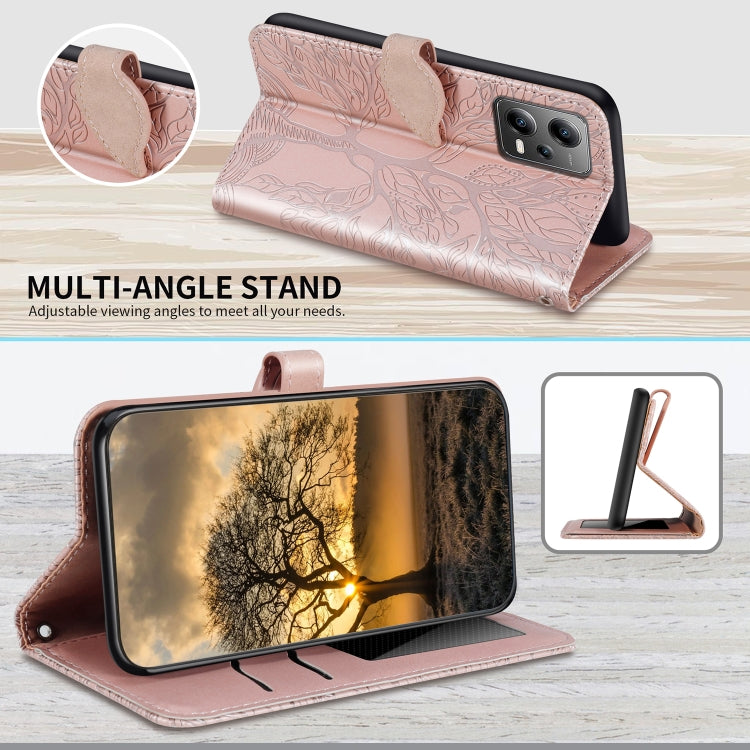 For Xiaomi Redmi Note 12 4G Global Life of Tree Embossing Pattern Horizontal Flip Leather Phone Case