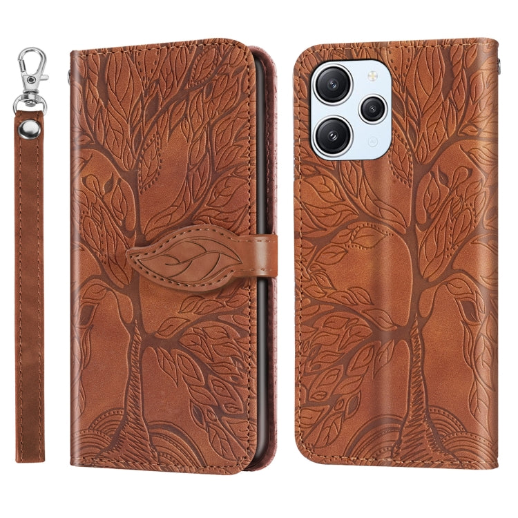 For Xiaomi Redmi 12 4G Life of Tree Embossing Pattern Horizontal Flip Leather Phone Case